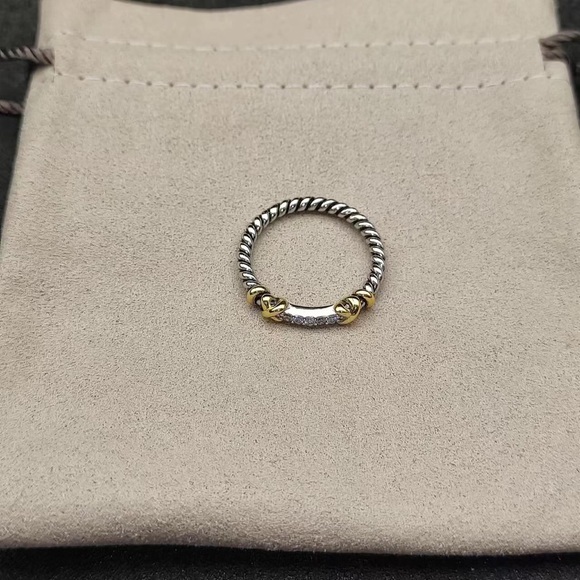 David Yurman Twisted Silver and Gold Ring - Picture 2 of 5